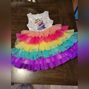 Fashion Girls Dress Birthday Princess Ruffle Dress Cake Print, size 8